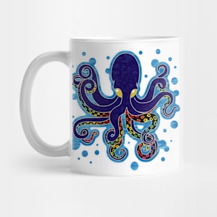 Painted Octopus, Dark Blue Mug